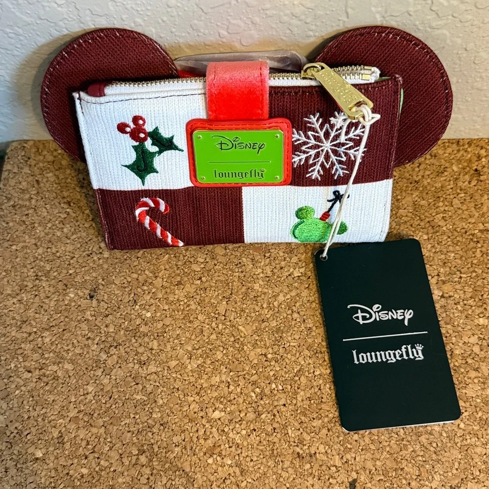 Holiday Minnie Ear Wallet with Red Bow